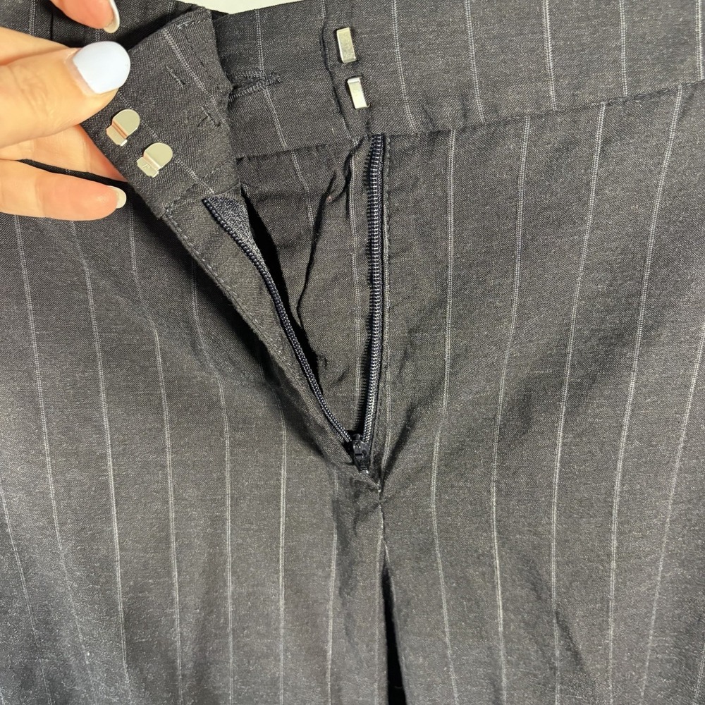 Peserico Fleece Wool Blend Pinstripe Ankle Pants Italy Sz 46 US 10 Academia Work - Picture 5 of 13